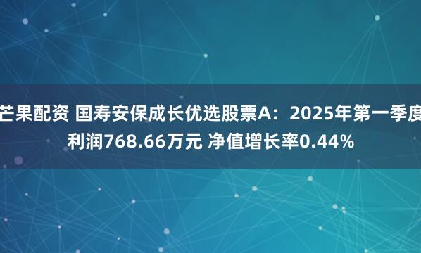 芒果配资 国寿安保成长优选股票A：2025年第一季度利润768.66万元 净值增长率0.44%
